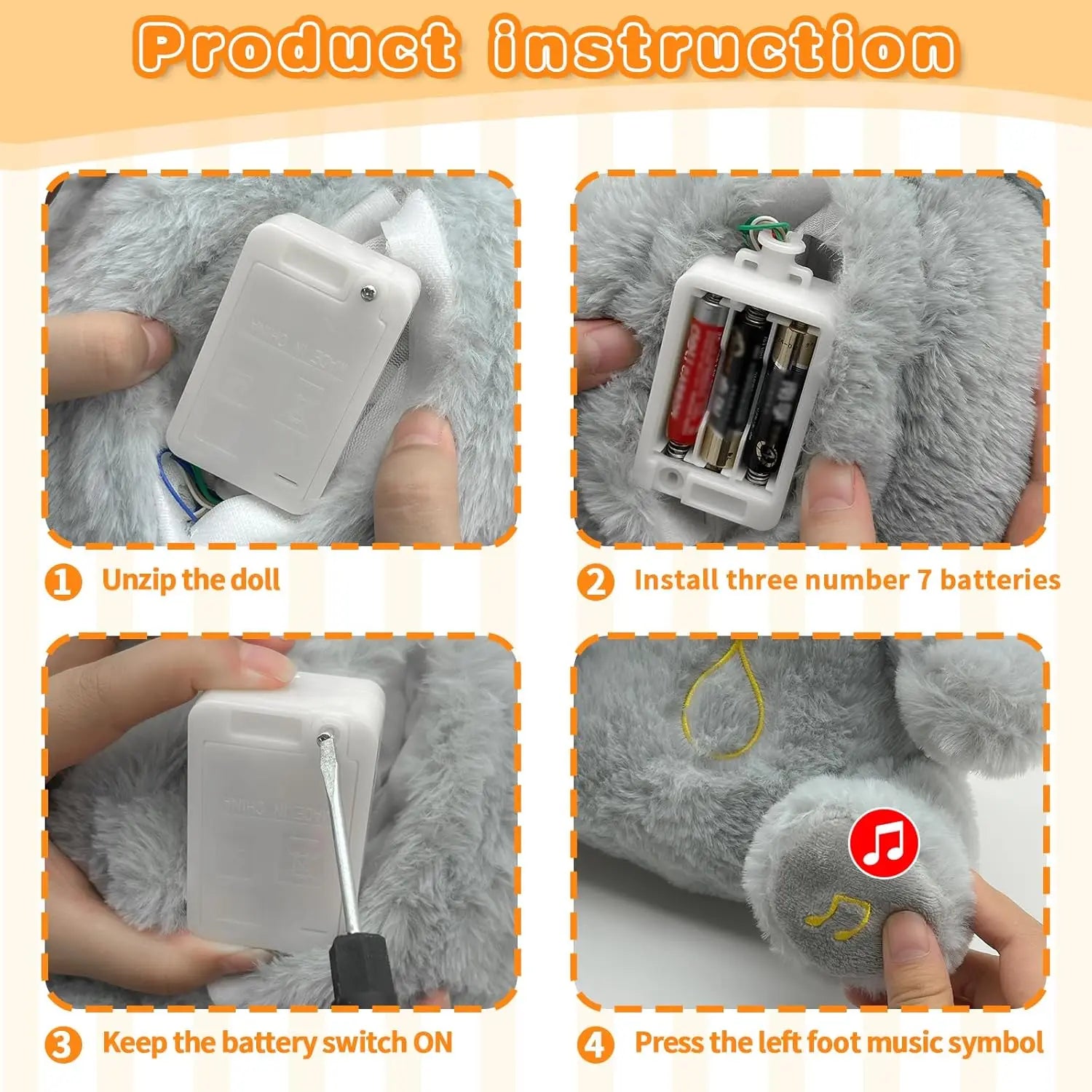 Baby Elephant Breathing Stuffed Animal Plush Doll Toy Sleeping Companion Music and Light Doll Sensory Stuffed Toy Kids